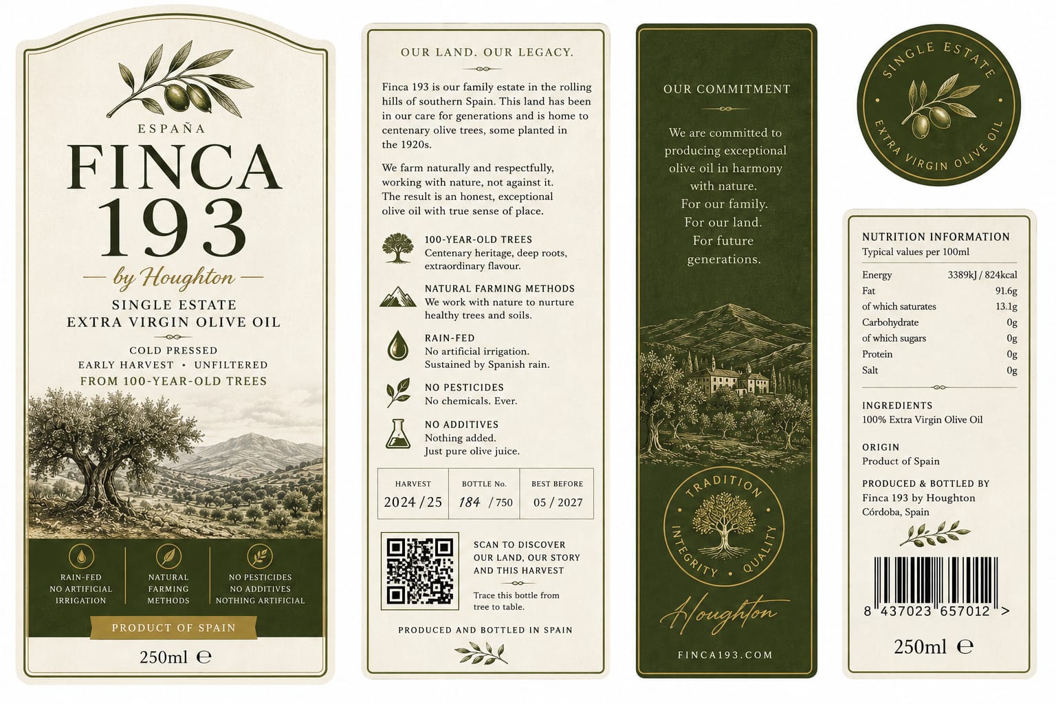 Finca 193 front, back, side, seal, and nutrition label artwork